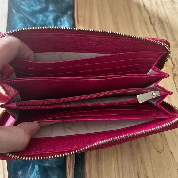 Furla Saffiano Leather Pink Zip around Wallet - Picture 9 of 13